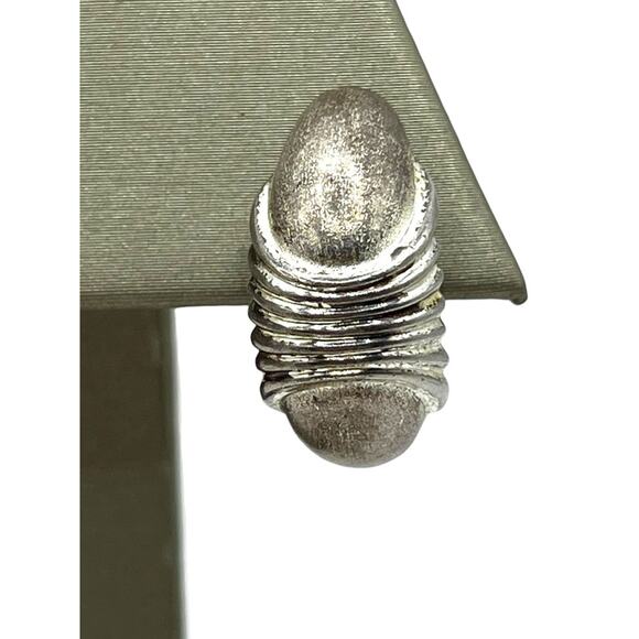 Christin Dior Sterling Silver Half Hoop Textured Earrings (15267) - Picture 3 of 7